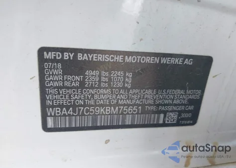 2019 BMW 440I Gran Coupe xDrive from USA, damaged, VIN WBA4J7C59KBM75651